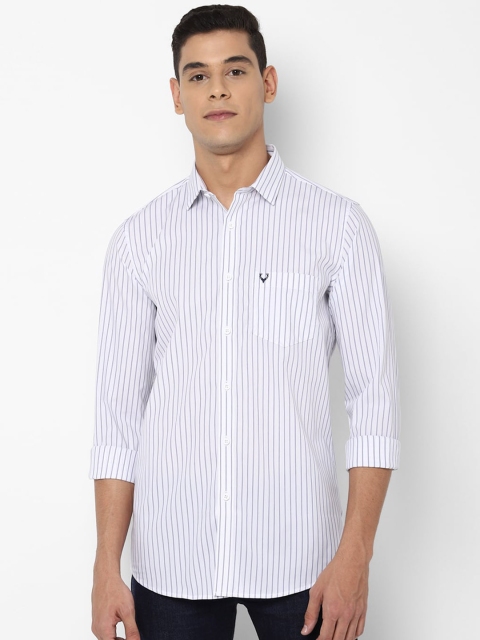 Allen Solly Men White Slim Fit Striped Casual Shirt