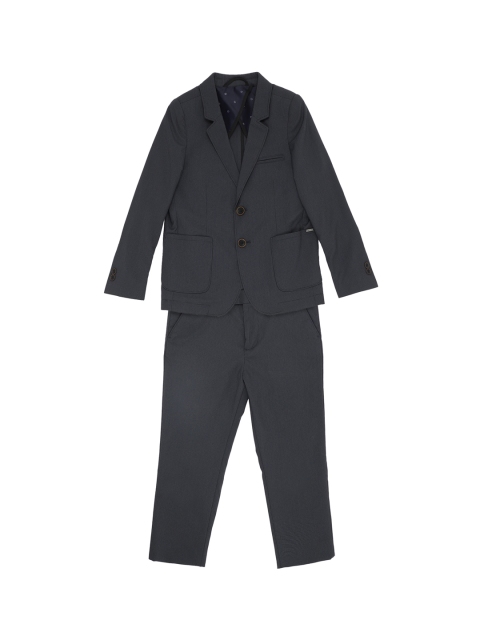 Allen Solly Junior Boys Charcoal Grey Solid Single-Breasted Formal Suit