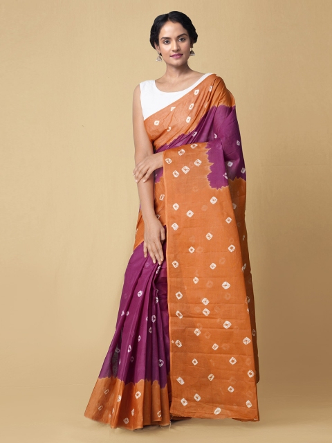 Unnati Silks Purple Bandhani Pure Cotton Bandhani Saree