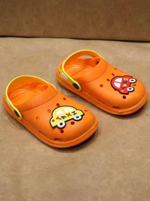 FEETWELL SHOES Unisex Kids Orange & Yellow Croslite Clogs