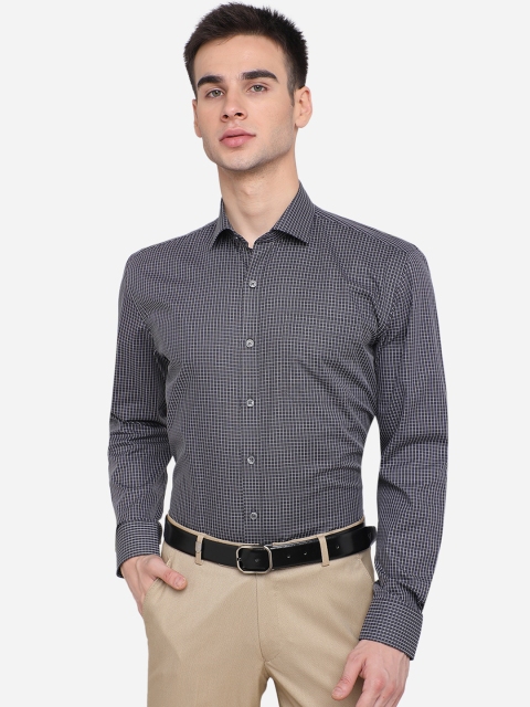 JADE BLUE Men Grey Regular Fit Checked Casual Shirt