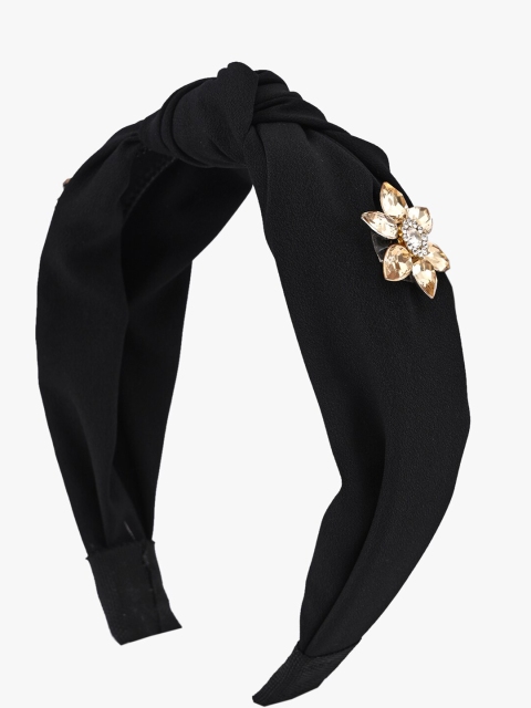 BuckleUp Women Black & Gold-Toned Embellished Hairband