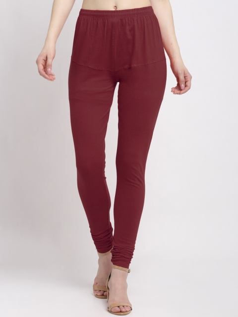 Klotthe Women Maroon Solid Leggings