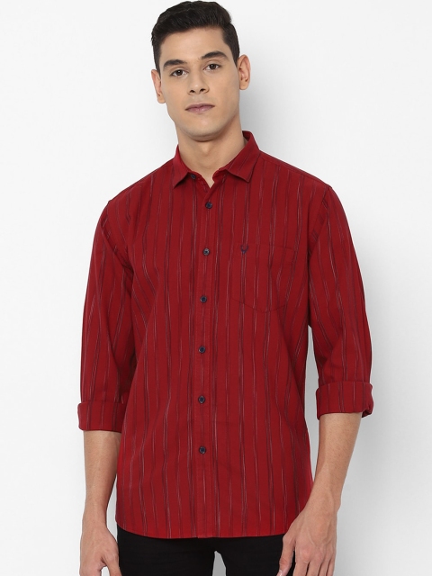 Allen Solly Men Maroon Slim Fit Striped Casual Shirt