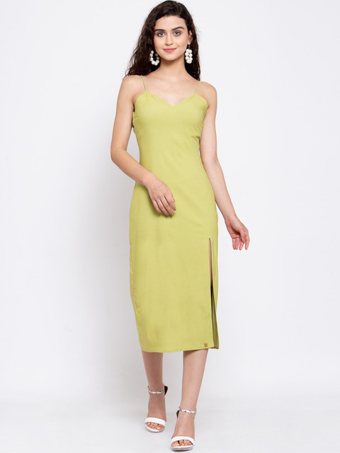 EMBLAZE Lime Green Sheath Midi Dress 
EMBLAZE Lime Green Sheath Midi Dress