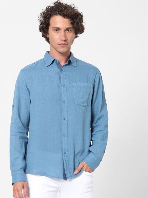 Celio Men Blue Regular Fit Solid Casual Shirt