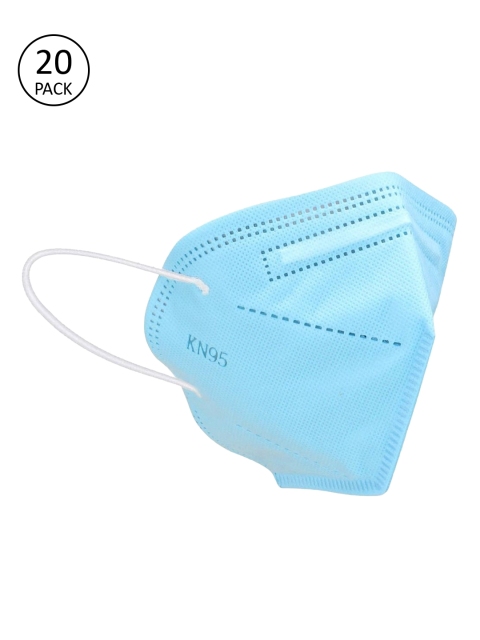 OOMPH Pack Of 20 Blue Solid 5-Ply Reusable Anti-Pollution KN95 Face Masks