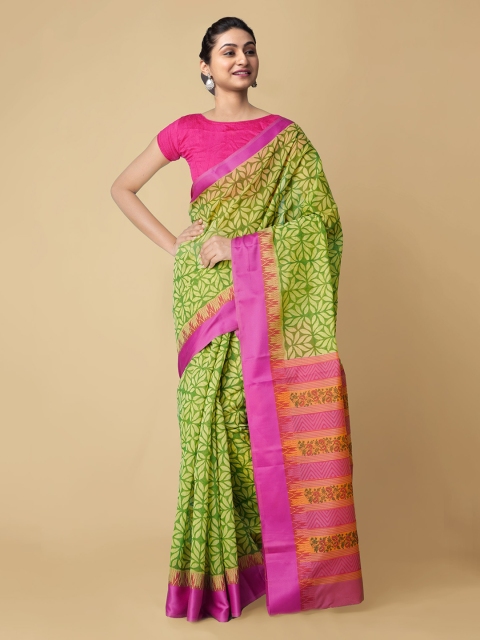 Unnati Silks Green & Beige Floral Zari Silk Cotton Chanderi Handloom Sustainable Saree
Unnati Silks Green & Beige Floral Zari Silk Cotton Chanderi Handloom Sustainable Saree