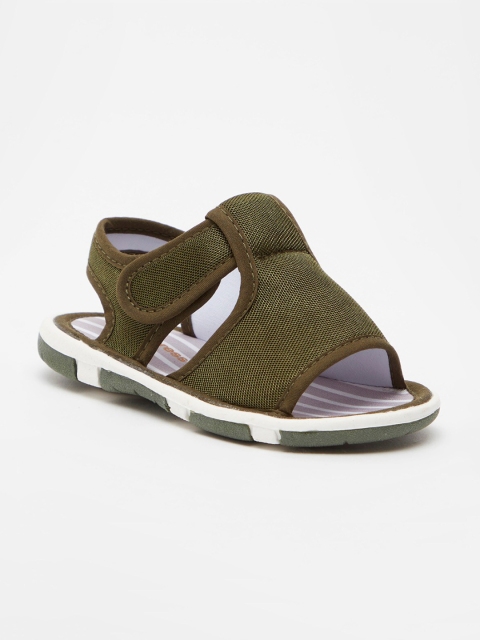 shoexpress Boys Khaki Textured Floaters with Hook and Loop Closure