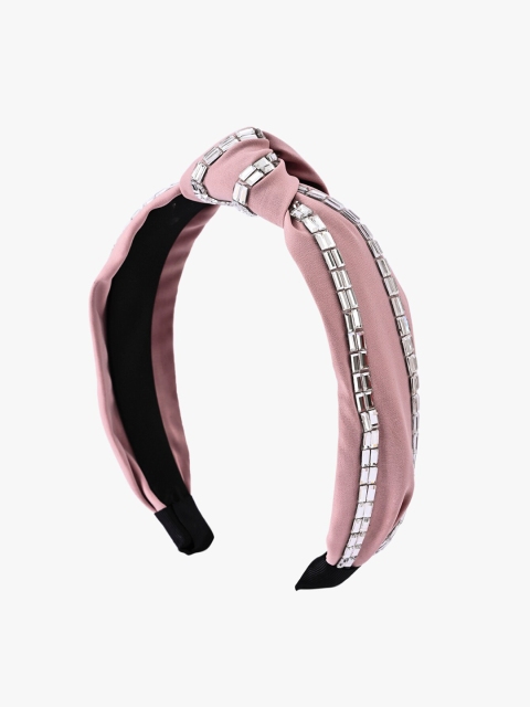 BuckleUp Women Pink & Silver-Toned Embellished Hairband