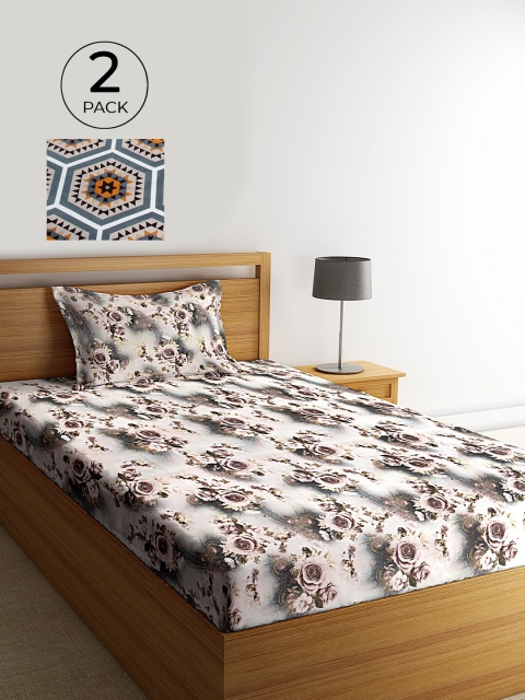 KLOTTHE Cream-Coloured & Brown Floral 210 TC Cotton 2 Single Bedsheet with 2 Pillow Covers
KLOTTHE Cream-Coloured & Brown Floral 210 TC Cotton 2 Single Bedsheet with 2 Pillow Covers