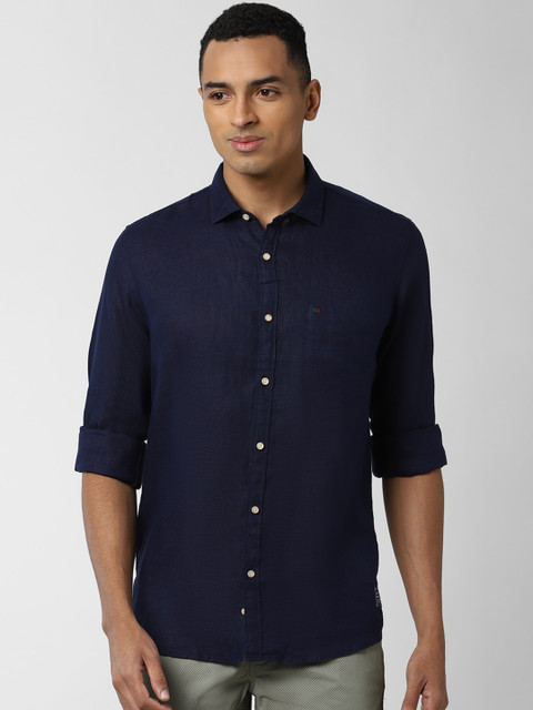 Peter England Casuals Men Navy Blue Slim Fit Linen Casual Shirt 
Peter England Casuals Men Navy Blue Slim Fit Linen Casual Shirt