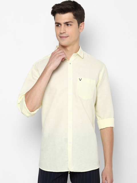 Allen Solly Men Yellow Slim Fit Solid Casual Shirt