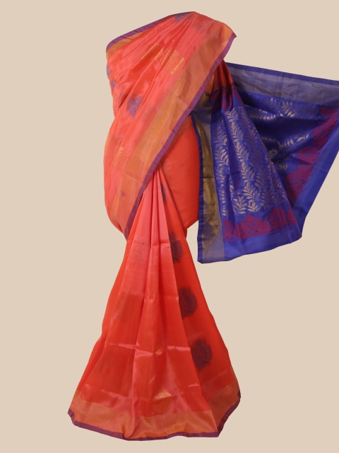Pothys Peach Ethnic Motifs Pure Silk Saree