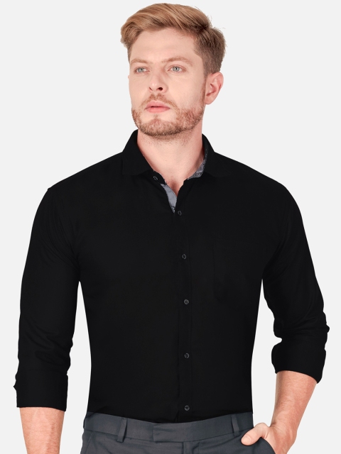 VeBNoR Men Black Slim Fit Casual Shirt