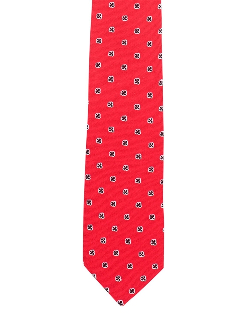 The Tie Hub Men Red & Black Woven Design Broad Tie