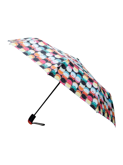 LOOM LEGACY Black & Pink Colourblocked 3-Fold Button Open Umbrella