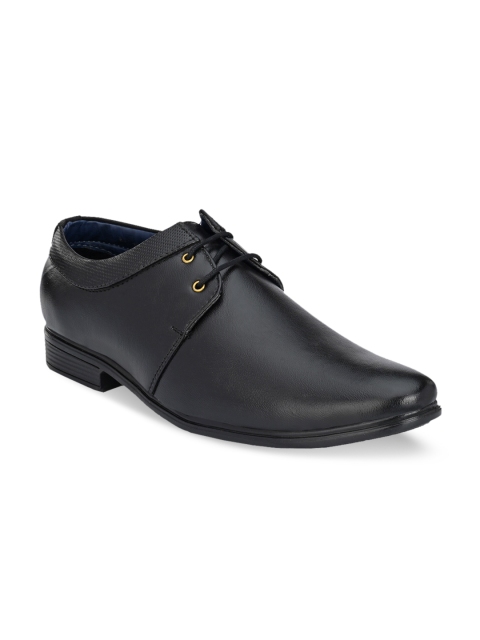 Azzaro Black Men Black Solid Formal Derbys