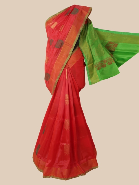 Pothys Red Zardozi Pure Silk Saree