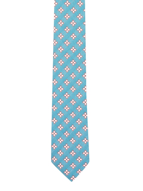 The Tie Hub Men Blue & White Woven Design Skinny Tie