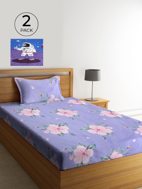 KLOTTHE Purple & Blue Floral 210 TC Polycotton 2 Single Bedsheet with 2 Pillow Covers
KLOTTHE Purple & Blue Floral 210 TC Polycotton 2 Single Bedsheet with 2 Pillow Covers