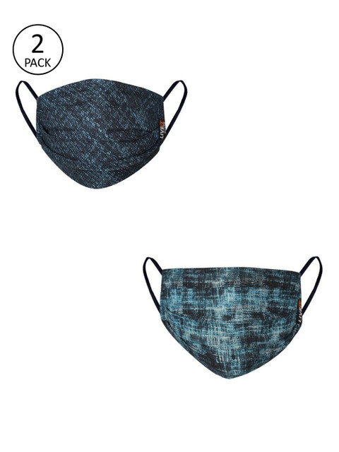 LIVE IT SAFE Unisex Pack Of 2 4-Ply Printed Reusable Cotton Anti Pollution Face Masks With Nano Technology, Blue 
LIVE IT SAFE Unisex Pack Of 2 4-Ply Printed Reusable Cotton Anti Pollution Face Masks With Nano Technology, Blue