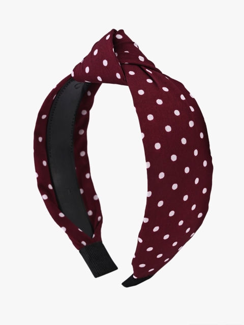 BuckleUp Women Maroon & White Knot Detail Hairband