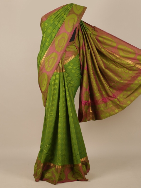 Pothys Green & Gold-Toned Woven Design Art Silk Saree
