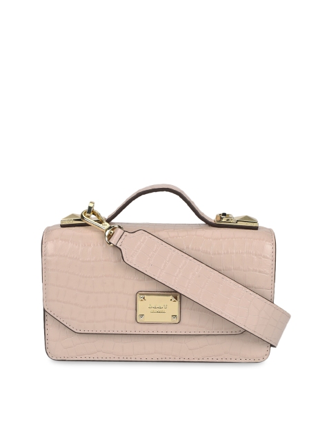 DKNY Pink Croc Textured Leather Sling Bag