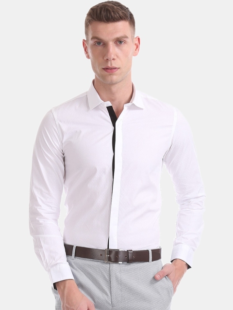 Excalibur Men White Skinny Fit Casual Shirt