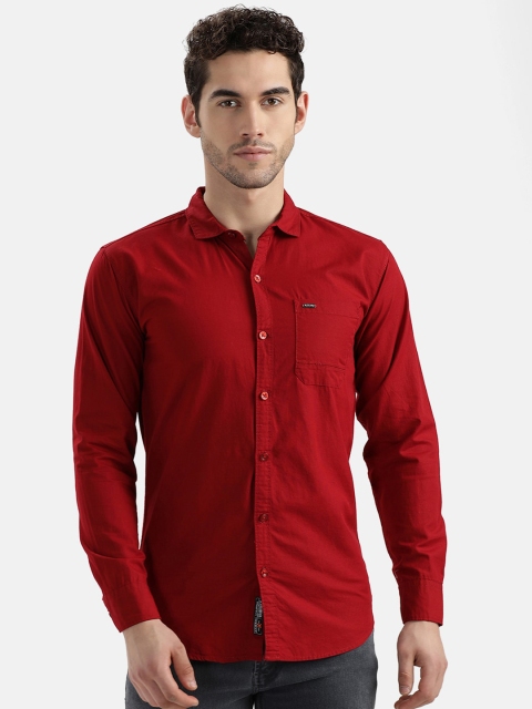 V2 Value & Variety Men Red Linen Casual Shirt