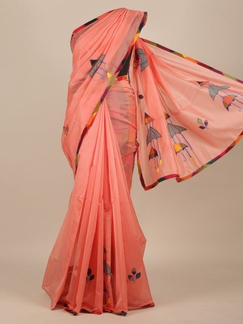 Pothys Pink & Blue Pure Cotton Patchwork Saree