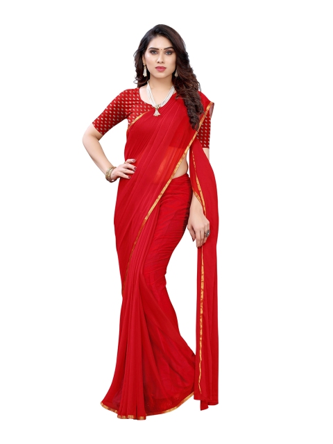 KALINI Red Pure Chiffon Saree