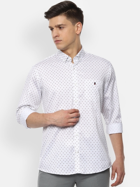 Louis Philippe Sport Men White Slim Fit Printed Casual Shirt
