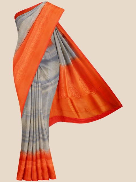 KLM Fashion Mall Grey & Orange Ethnic Motifs Zari Wove Design Silk Blend Banarasi Saree
KLM Fashion Mall Grey & Orange Ethnic Motifs Zari Wove Design Silk Blend Banarasi Saree