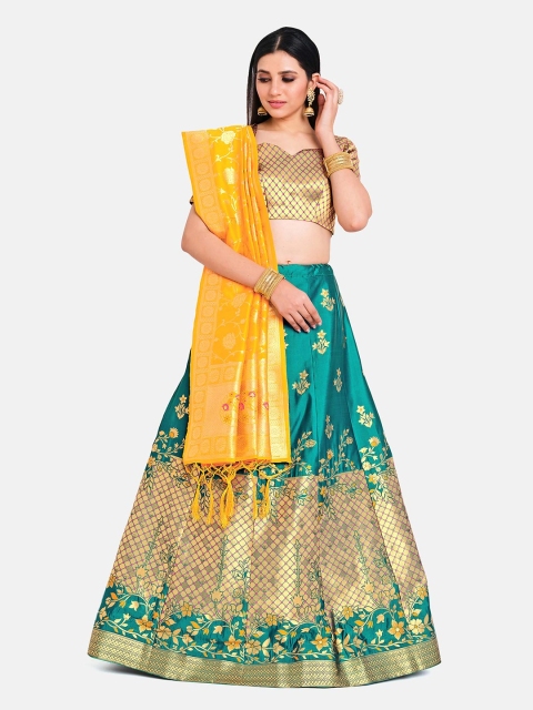 MIMOSA Women Teal Green & Golden Semi-Stitched Lehenga & Unstitched Blouse With Dupatta
MIMOSA Women Teal Green & Golden Semi-Stitched Lehenga & Unstitched Blouse With Dupatta