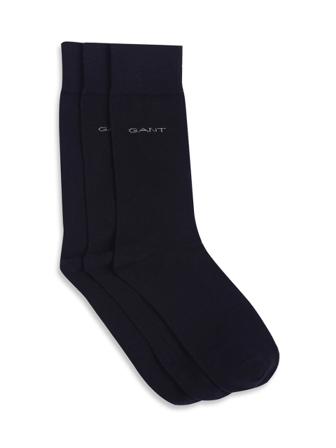 GANT Men Pack Of 3 Black Solid Cotton Above Ankle-Length Socks
