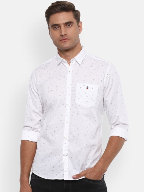 Louis Philippe Sport Men White Slim Fit Printed Casual Shirt
