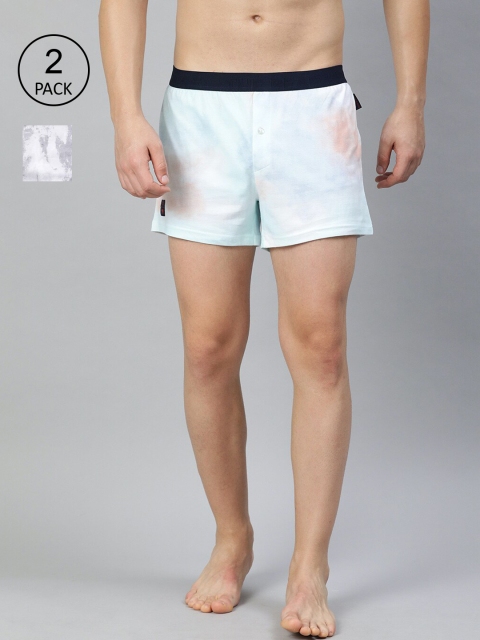 THE BEAR HOUSE Men Pack Of 2 Printed Pure Cotton Boxers, White