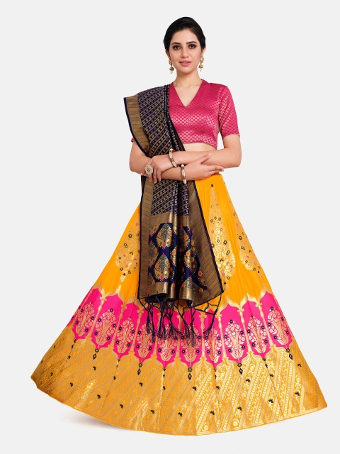MIMOSA Women Mustard Yellow & Pink Semi-Stitched Lehenga & Unstitched Blouse With Dupatta
MIMOSA Women Mustard Yellow & Pink Semi-Stitched Lehenga & Unstitched Blouse With Dupatta