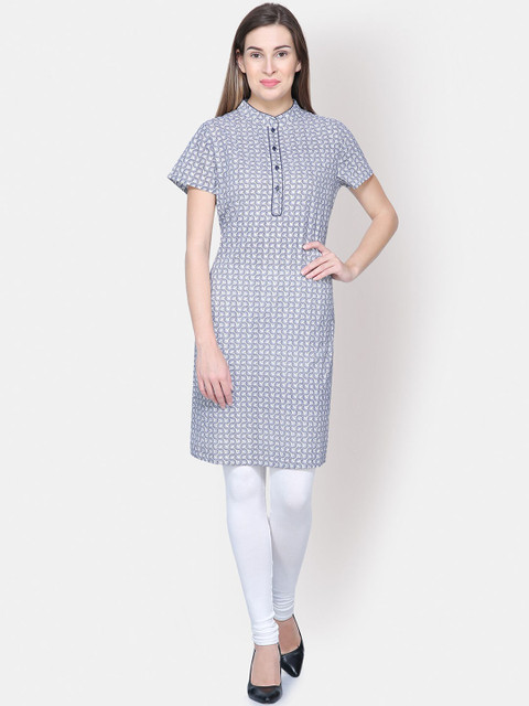 Yaadleen Women Navy Blue & White Kurta
Yaadleen Women Navy Blue & White Kurta