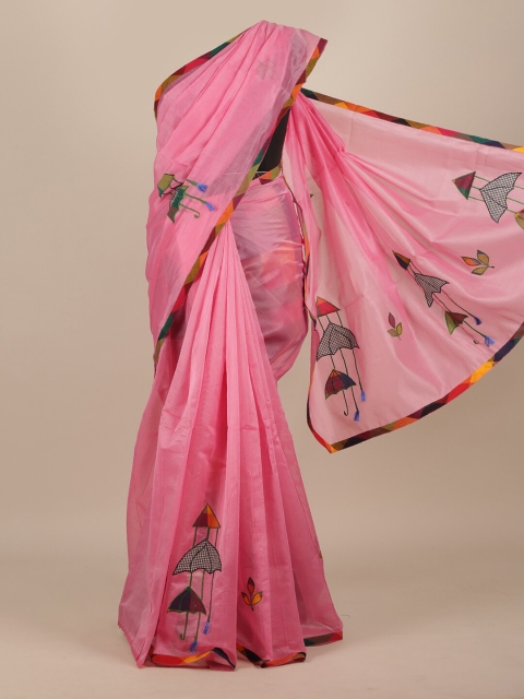 Pothys Pink & Green Pure Cotton Saree