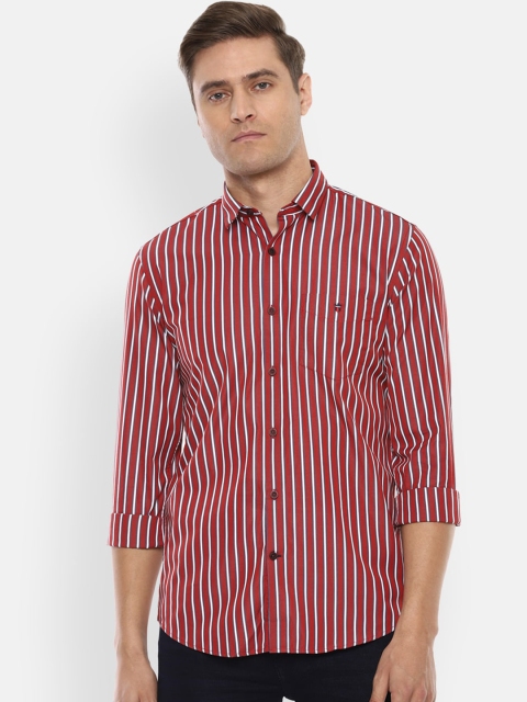 Louis Philippe Sport Men Maroon Slim Fit Striped Casual Shirt