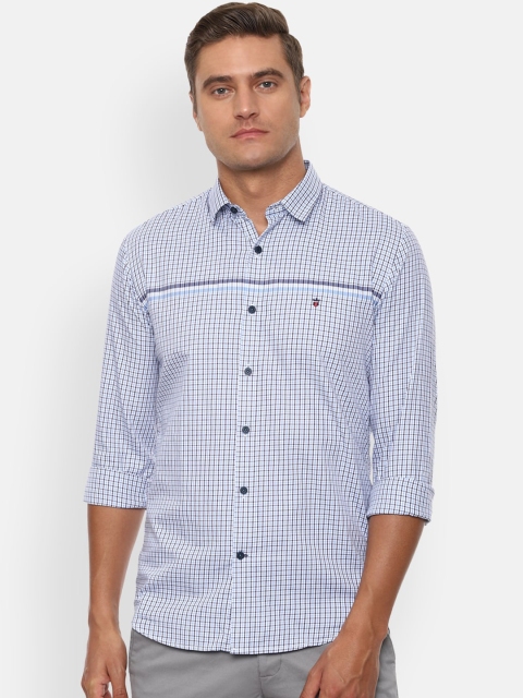 Louis Philippe Sport Men Blue Slim Fit Checked Casual Shirt