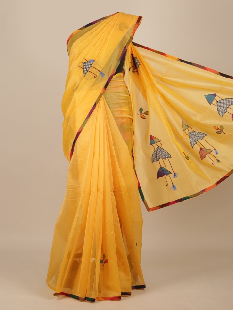 Pothys Yellow & Orange Pure Cotton Saree