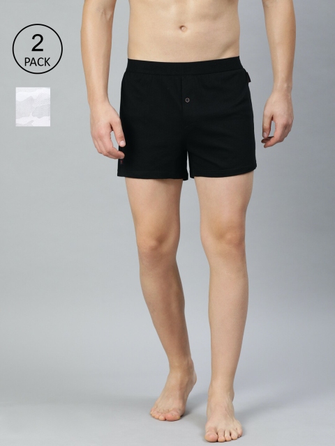 THE BEAR HOUSE Men Pack Of 2 Comfort-Fit Pure Cotton Boxers TBH-LEPI-S, Black