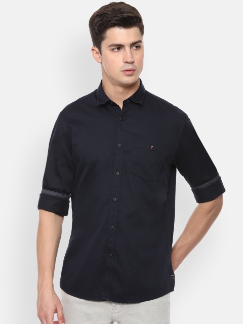Louis Philippe Jeans Men Navy Blue Slim Fit Casual Shirt