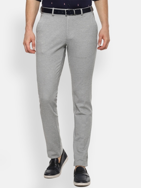 Van Heusen Sport Men Grey Textured Regular Trousers