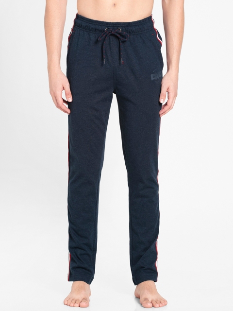Jockey Men Navy Blue Solid Cotton Slim-Fit Active Track Pants