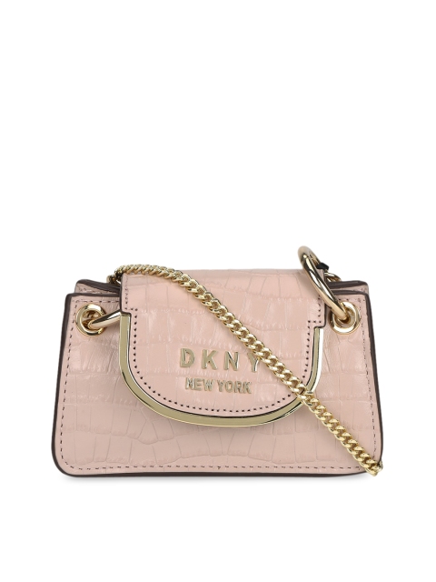 DKNY Women Pink Leather Animal Textured Sling Bag